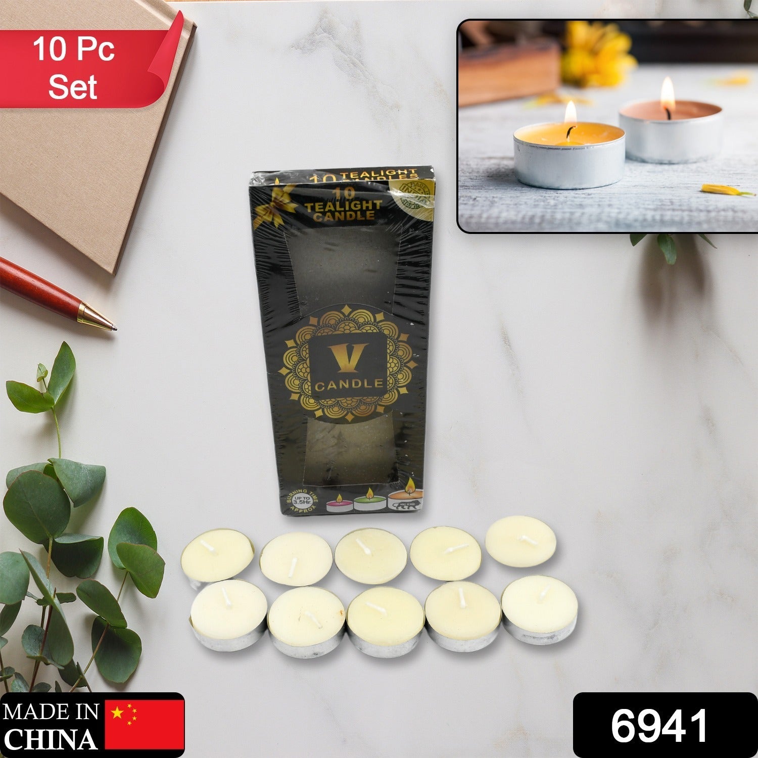 6941 Burning Tea Light Candles | Tealights Candles Premium Quality Candle (10 Pc Big Size ) 6941 Burning Tea Light Candles | Tealights Candles Premium Quality Candle (10 Pc Big Size )